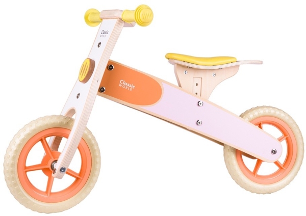 Classic World balanscykel i trä / balanscykel rosa med justerbar sits | Utomhusleksaker - Gå / Löpande fordon - Löpande cyklar | GameStuff