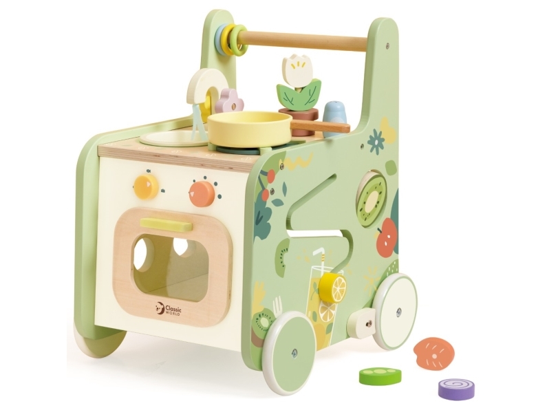 ClassicWorld Classic World Medinė Virtuvė 2in1 Vaikiškas Ratelis Minkštesnė Krašto