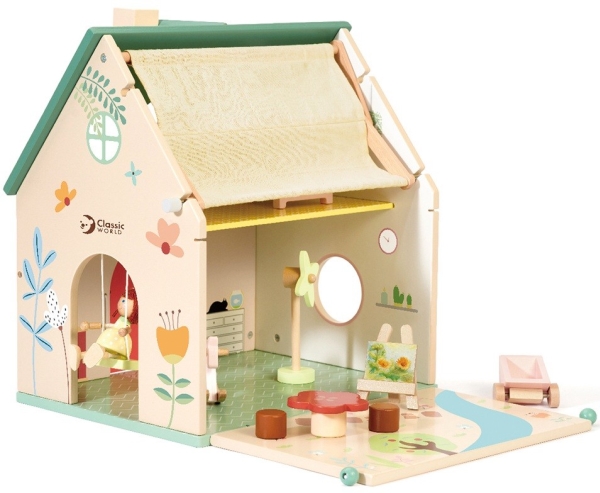 Classic World Blomsterhytte Træ Dukkehus med tilbehør