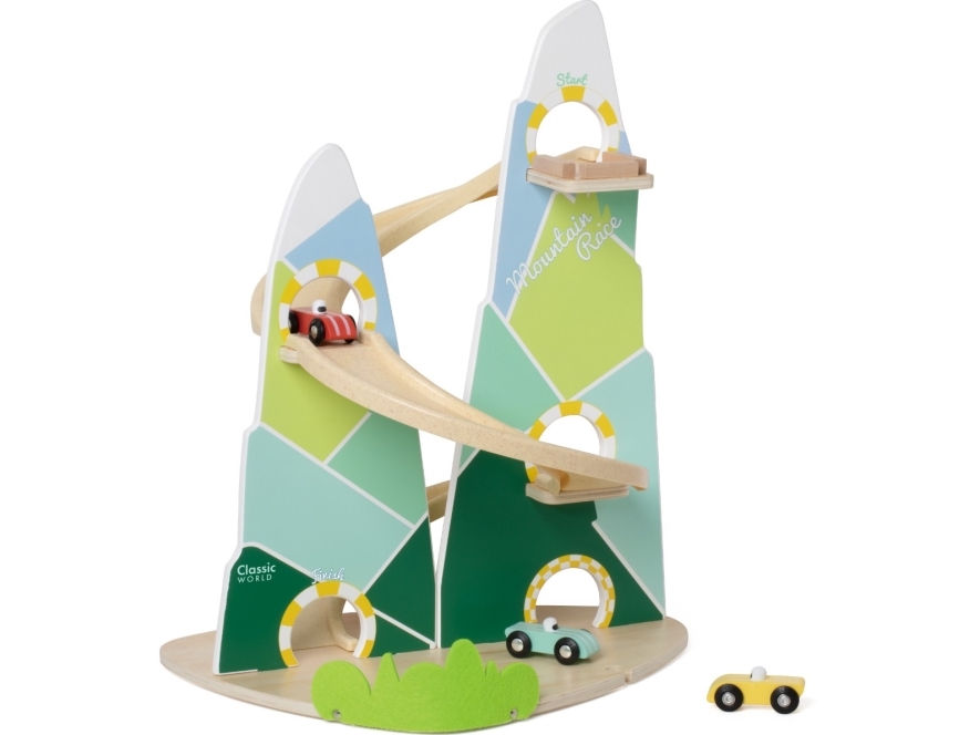 Classic World Mountain Racer bilbana i trä - med 3 bilar | N - A | GameStuff