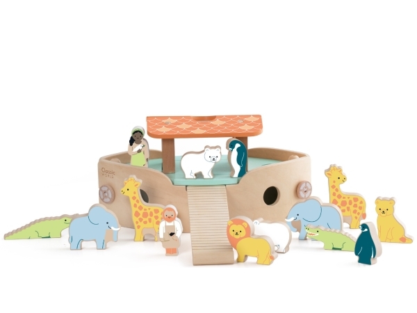 Classic World Wooden Noah's Ark Boat Building Set with Animals 16dlg.