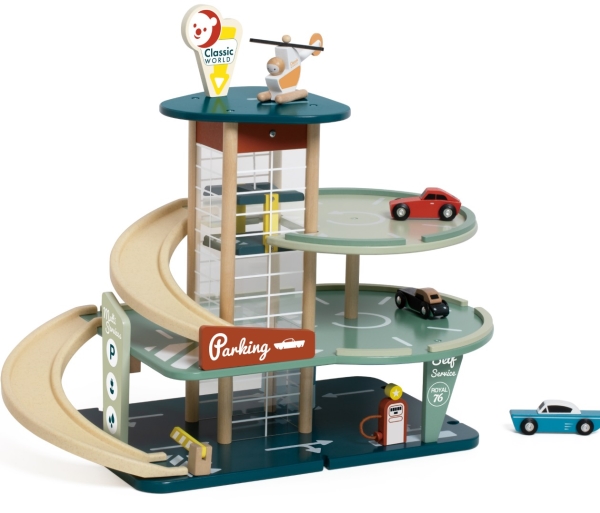 Classic World Vintage Wood Stor bilparkering med tillbehör | N - A | GameStuff
