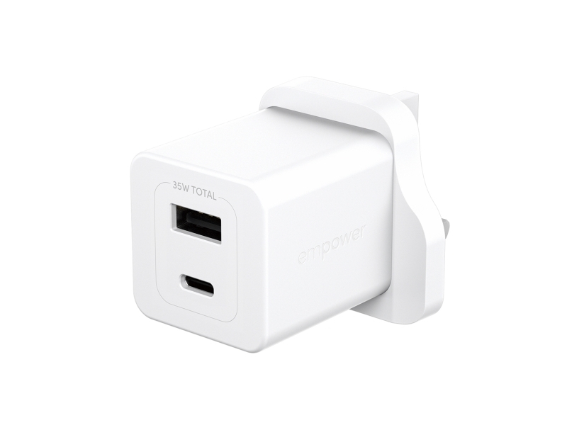 Panzerglass Empower By Turbo 35W Charger Incl. Usb-C + Usb-A | Uk Plug| Silver White, Universal, Universal - Universal, Dry Application, White, 1 P