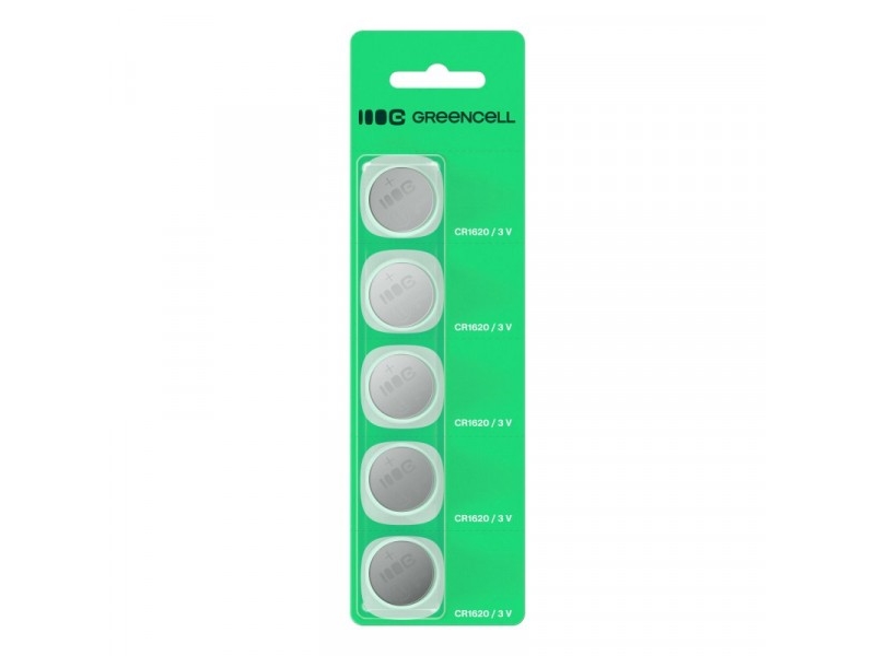 5X Cr1620 Lithium Batterie Cr 1620 3V 70Mah Greencell Knopfzelle Blister