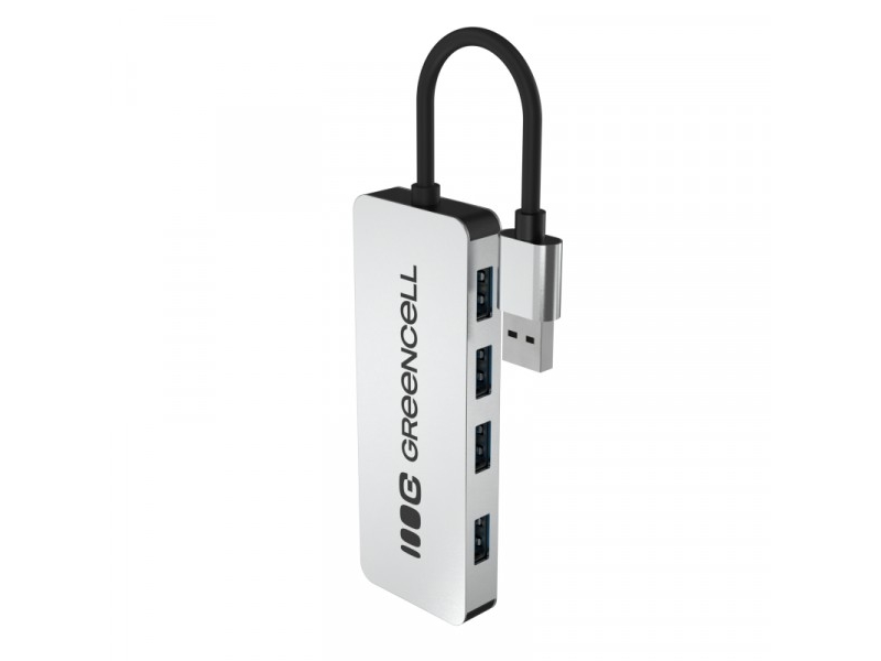 Adapter Basic Hub Greencell Usb-A 4In1 (4×Usb 3.0) - Hurtig Overførsel Af 5 Gb/S, Aluminiumshus