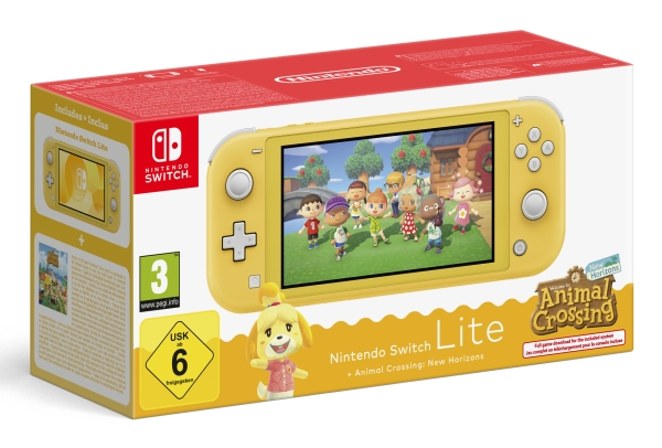 Nintendo Switch Lite Animal Crossing, Nintendo Switch Lite, Nvidia Custom Tegra, Gul, Analog/Digital, Hjemknap, Afbryderknap, Knapper