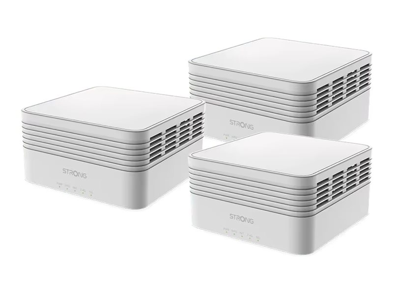 Strong Atria Wi-Fi Mesh Extenter Trio Ax3000 - Wi-Fi-System - (3 Routere/Forlængere) - Op Til 525 Kvm - Mesh 1Gbe - Wi-Fi 6 - Dual Band