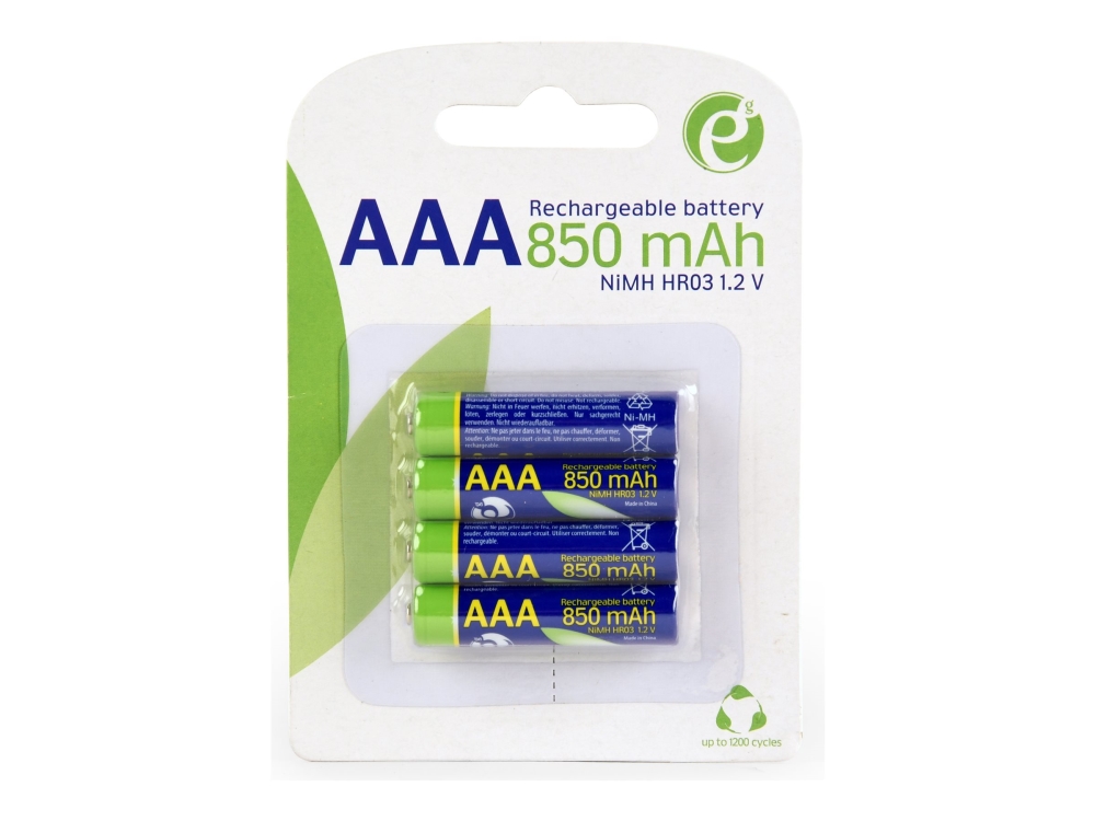Gembird Eg-Ba-Aaa8r4-01, Wiederaufladbarer Akku, Aaa, Nickel-Metallhydrid (Nimh), 1,2 V, 4 Stück(E), 850 Mah