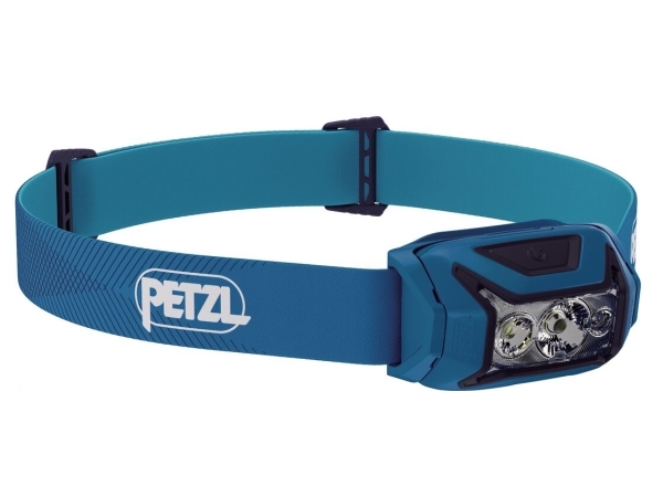 Petzl Actik, Otsapannan taskulamppu, Sininen, Painikkeet, Akun varaustaso, IPX4, LED