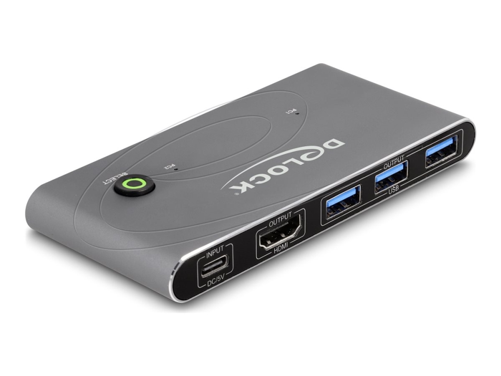 Delock - Kvm / Audio / Usb Switch - Hdmi 8K60, With Usb 5 Gbps - 5 X Kvm / Audio / Usb - 1 Lokalbruger - Desktop