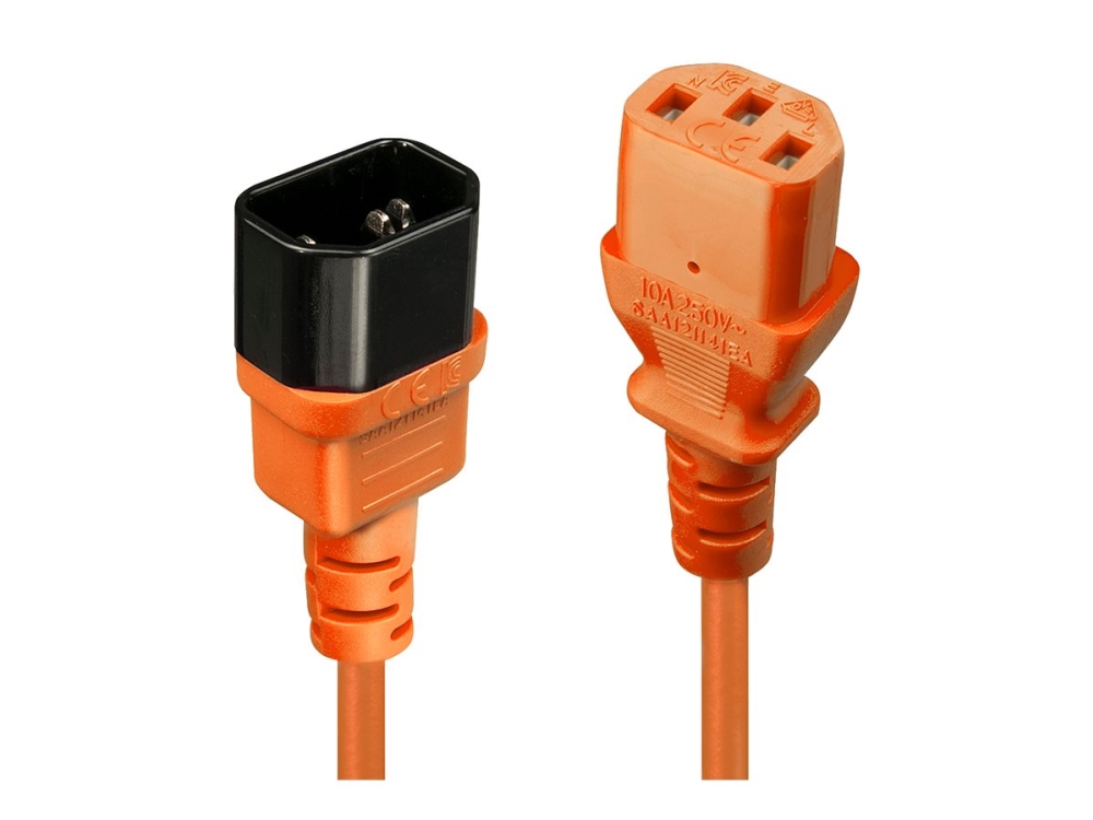 Lindy - Forlængerkabel til strøm - power IEC 60320 C13 til IEC 60320 C14 - 1 m - formet - orange