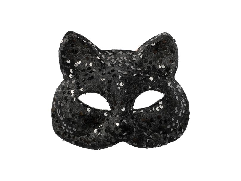 Schwarze Katze Paillettenmaske