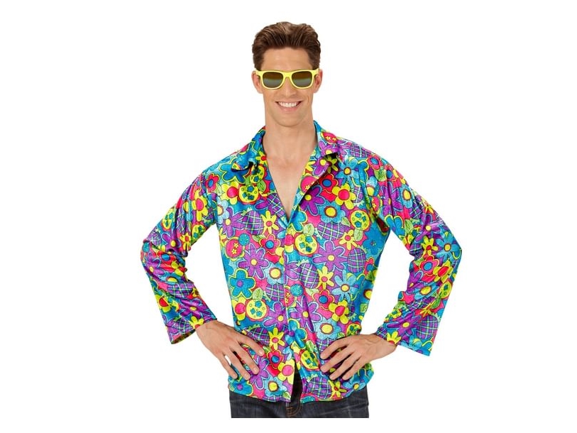 Hippie Flower Hemd Blau