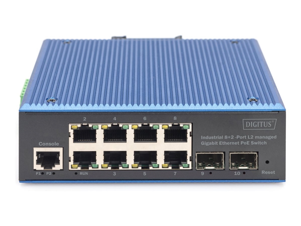Digitus Industrial 8+2-Port L2 Managed Gigabit Ethernet Poe Switch, Managed, L2, Gigabit Ethernet (10/100/1000), Vollduplex