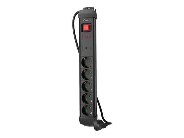 Lanberg Sp1 - Stikdåse - 2500 Watt - Input: Type F/E - Output-Stikforbindelser: 5 (Type F) - 1.5 M Ledning - Sort