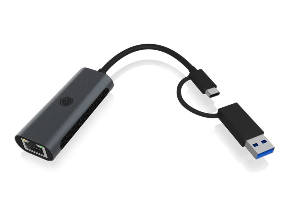 Icy Box Ib-Lan301-C3, Usb 3.2 Gen 1 Type-C /Type-A Zu 2.5 Gigabit Ethernet Lan Adapter, Anthrazit, Kabelgebunden, Usb Type-A/Usb Type-C, Ethernet, 25