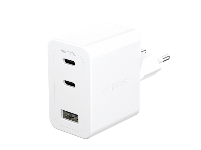 PanzerGlass empower by ® Turbo 70W multiladdare inkl. 2 x USB-C + USB-A EU-kontakt Silvervit, Universal, Universal - Universal, Torr applicering, Vit, 1 st | Tele & GPS - Mobil tillbehör - Övriga tillbehör | GameStuff