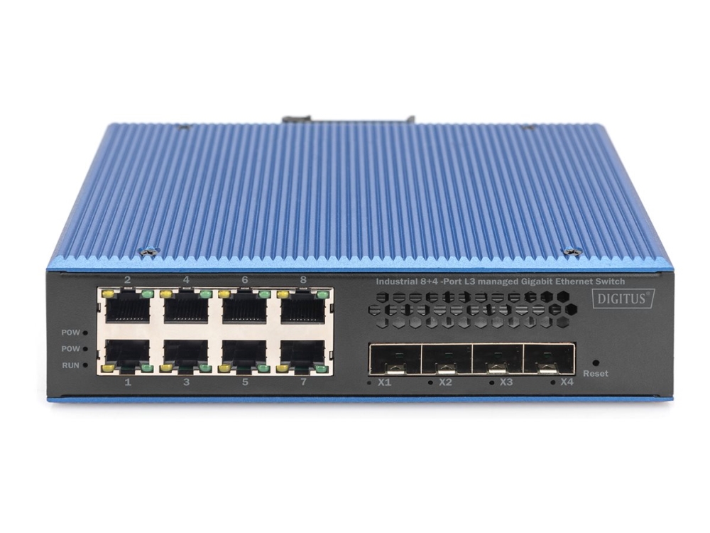 Digitus Industrial 8 + 4 10G Uplink Port L3 Managed Gigabit Ethernet Switch, Managed, L2/L3, Gigabit Ethernet (10/100/1000), Vollduplex