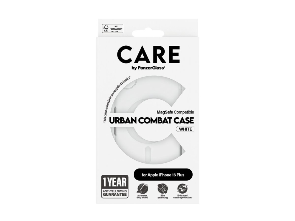 Panzerglass Care By Urban Combat Case Transparent M. Weiß Magsafe Iphone 16 Plus, Cover, Apple, Apple - Iphone 16 Plus, Transparent