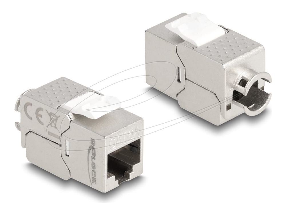 Delock Keystone Modul Rj45 Buchse Zu Lsa Cat.6A Slim Werkzeugfrei, Rj45, Silber, Weiß, Stecker, Gerade, Zink, Cat6a