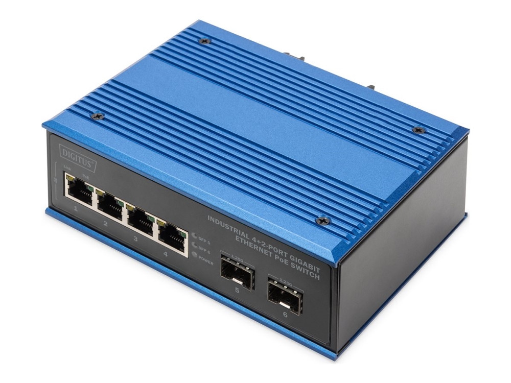 Digitus Industrial 4+2-Port Gigabit Ethernet Poe Switch, Unmanaged, Gigabit Ethernet (10/100/1000), Vollduplex, Power Over Ethernet (Poe)