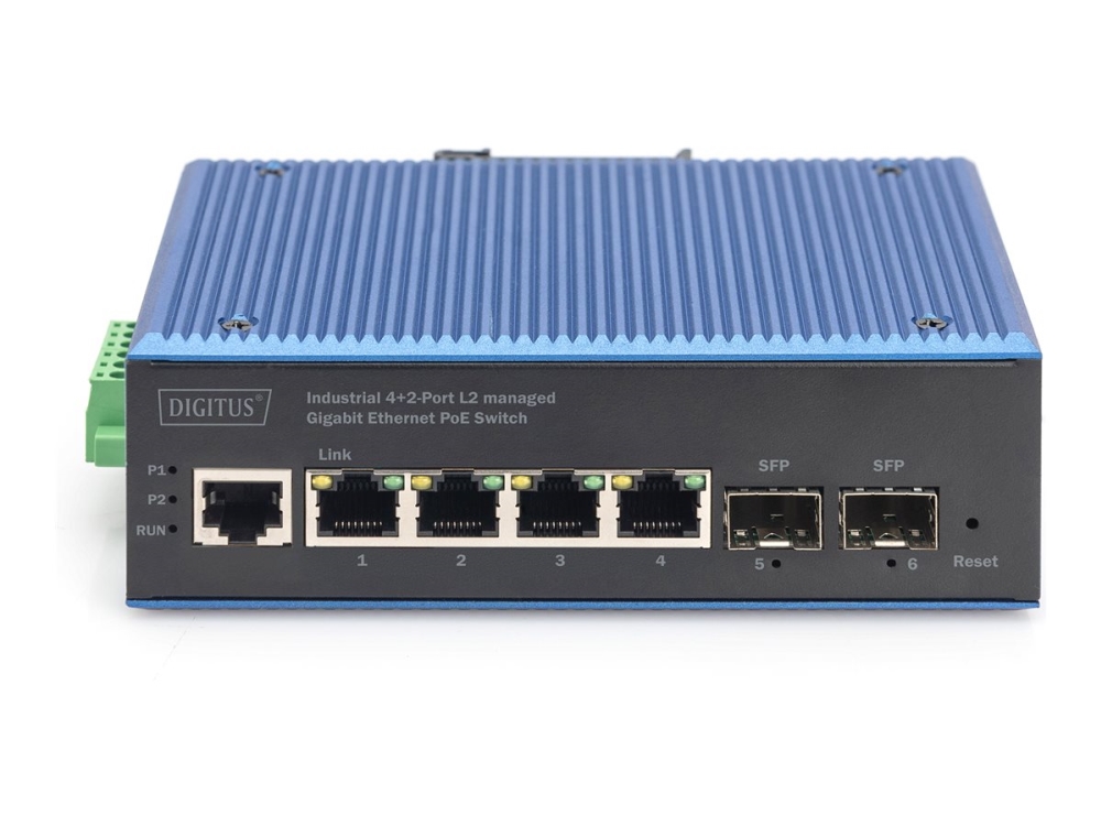 Digitus Industrial 4+2-Port L2 Managed Gigabit Ethernet Poe Switch, Managed, L2, Gigabit Ethernet (10/100/1000), Vollduplex, Power Over Ethernet (Poe