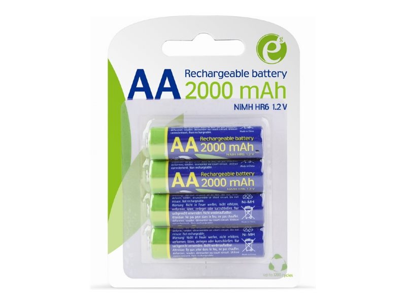 Gembird Eg-Ba-Aa20r4-01, Wiederaufladbarer Akku, Aa, Nickel-Metallhydrid (Nimh), 1,2 V, 4 Stück(E), 2000 Mah