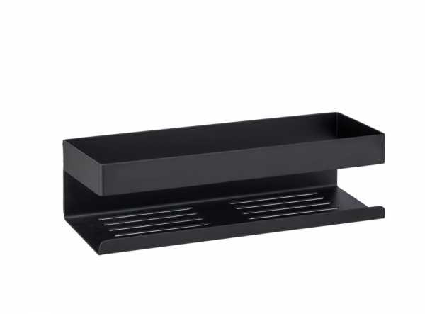 Rustfri stål væghylde mat sort 30 x 10,5 x 8 cm - Monteres nemt uden boring med Turbo-Loc® systemet – stærk og holdbar klæbepude
