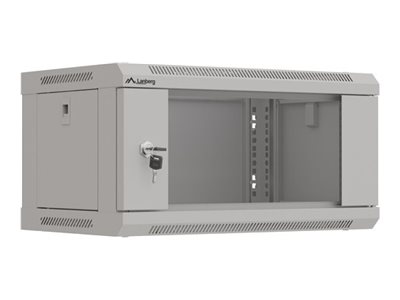 Lanberg Wf03 Series - Rack Kabinet - 540 X 350, Flad Pakke, Med Glasdør - Vægmonterbar - Grå, Ral 7035 - 4U - 19"