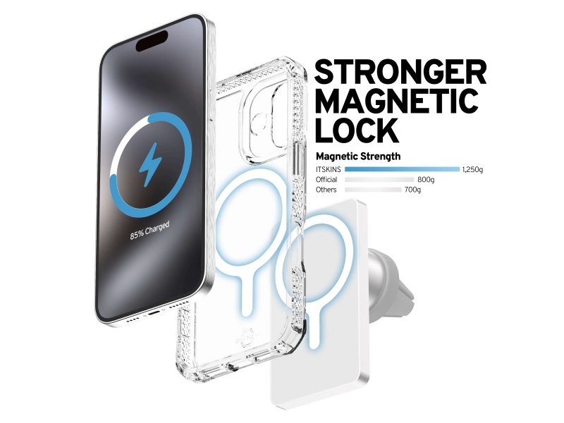 ITSKINS HYBRID MAGSAFE CLEAR cover til iPhone 17®. Gennemsigtig