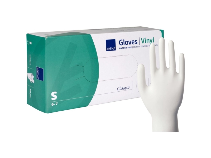 Abena Classic engangshandske vinyl klar pudderfri - Klar / S - Handsker - AQL 1.5 - EN 16523-1: 2015