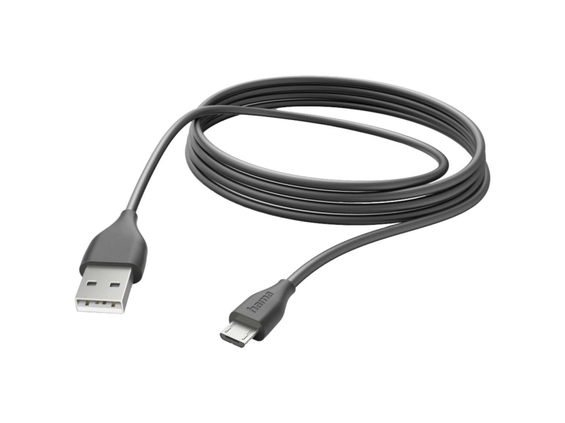 Hama 00201588, 3 M, Usb A, Micro-Usb B, Usb 2.0, 0,48 Gbit/Sek., Sort