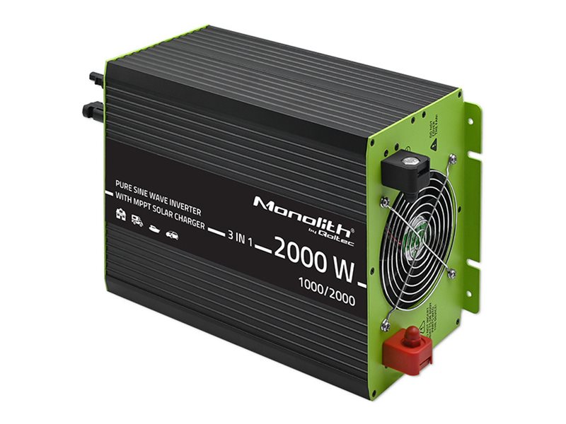 Qoltec Monolith 3In1 Solar-Wechselrichter Mit Ac-Ladung |Mppt | Ups | Ats | 1000W | 2000W | 12V Bis 230V | Pure Sinus