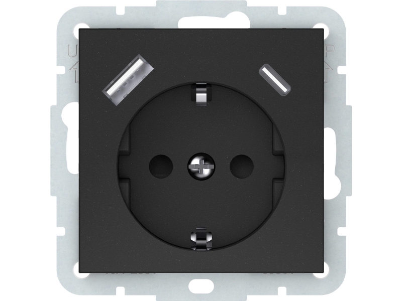 Vilma Socket Usb-A+C Black Rp16-002-22/A+C Qr