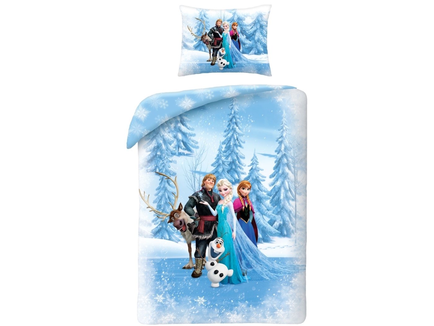 Disney Frost Sengetøj med Elsa, Anna, Kristoff, Olaf & Sven