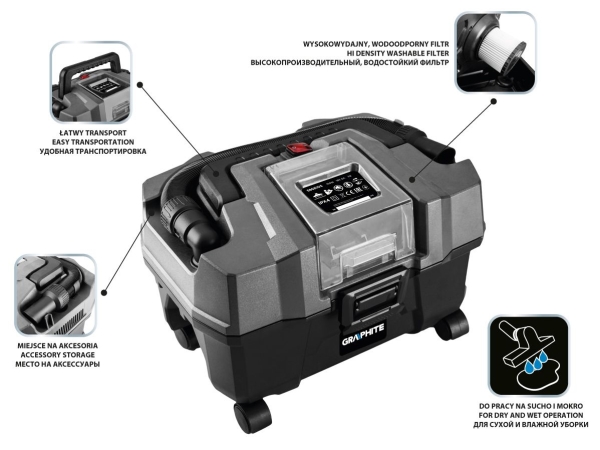 Grafit industriell dammsugare 58GE105 - SOLO | Elverktyg - DIY - Elverktyg 230V - Dammsugare | GameStuff