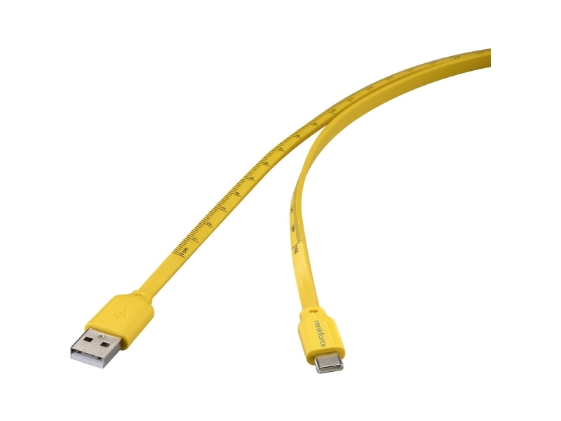 Renkforce Usb-Kabel Usb 2.0 Usb-C Stik, Usb-A-Hanstik 1,00 M Gul #####Dimension Imprint (Metrisk) Rf-6721076