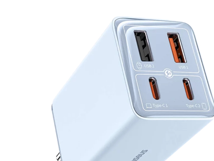 Wall Charger Baseus Gan6 Pro, 65W, 3.25A, 2 X Usb-A - 2 X Usb-C, With Usb-C Cable, Blue E0121d00