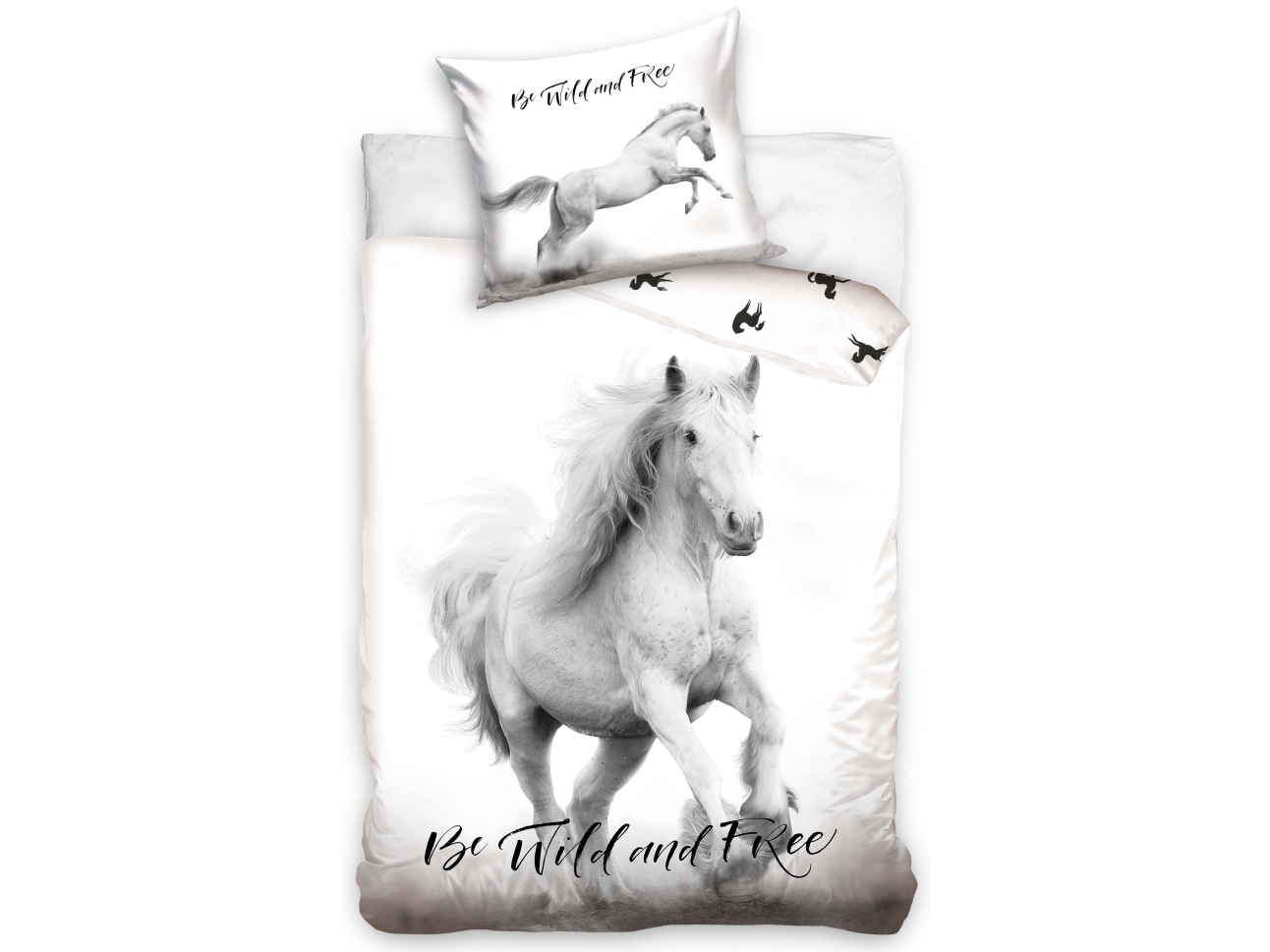 Hest - Be Wild And Free - Sengetøj 140 X 200, 100 Procent Bomuld
