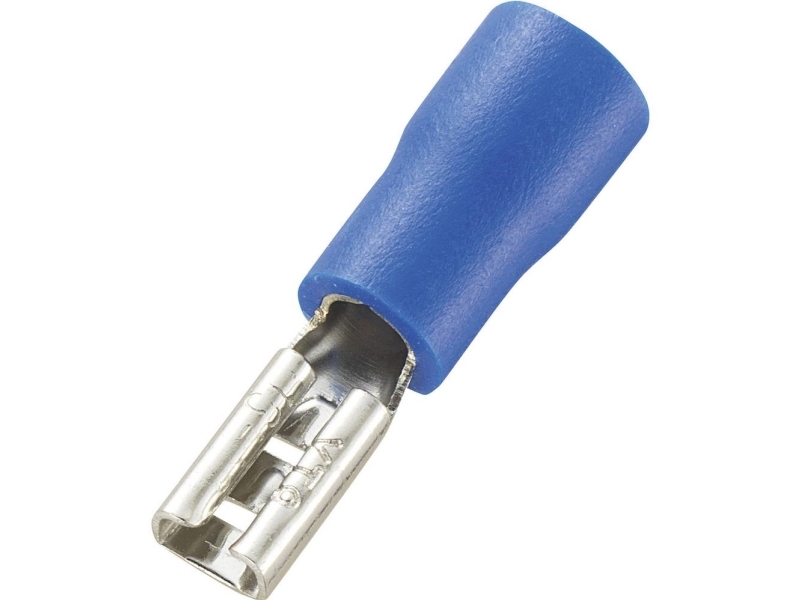 Conrad Components 737443 Flachstecker Kabelschuh Steckerbreite: 2,8 Mm Steckerdicke: 0,8 Mm 180 ° Teilisoliert Blau 100 Stück