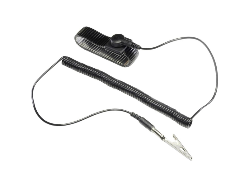Conrad Components Wristme-Sæt-4-305-K Esd-Håndledsbånd Sort Inkl. Jordkabel Trykknap, 4 Mm, Krokodilleklemme