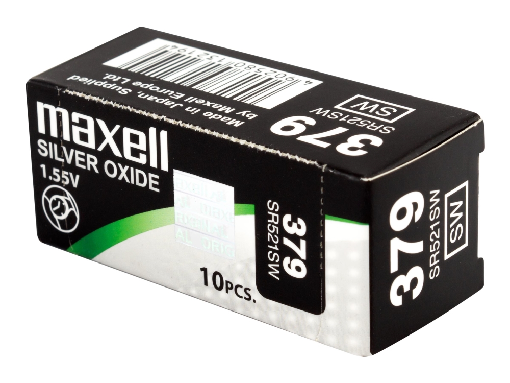 Maxell 18293000, Engangsbatteri, SR521SW, Sølvoxid (S), 1,55 V, 10 stk, 16 mAh