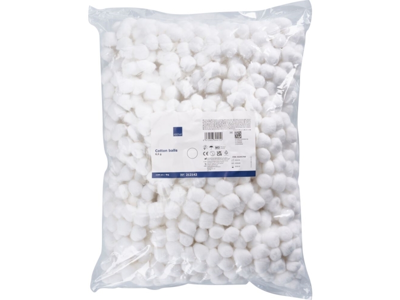Wattebällchen, Abena, Weiß, 1.100 Stück/Beutel, Latexfrei, Unsteril