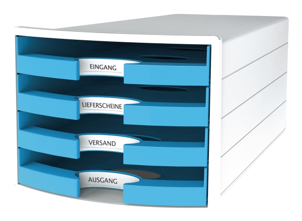 HAN 1013-54, Polystyrol, Blå, Hvid, 4 skuffe(r), 280 mm, 367 mm, 235 mm