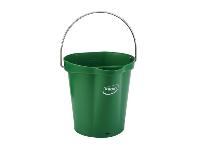 Vikan Spand til fødevarer 6 literPP/rustfrit stål, med hældetud - Grøn - Spande - Fødevarer Håndtering - Overflader