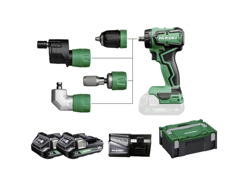 HIKOKI skruvdragare 18V DS18DDQ 55 Nm 2x2,0Ah BL utbytbara borrspetsar set HSC WRZ | Elverktyg - Prof. Akku verktyg - Borrmaskiner & Skruvdragare | GameStuff