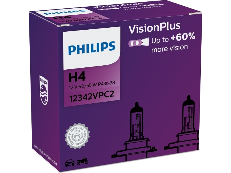 Philips Visionplus Lampentyp: H7 Packung Mit: 2 Fahrzeugscheinwerferlampen, 55 W, 12 V, H7, Halogen, 2 Stück(E)