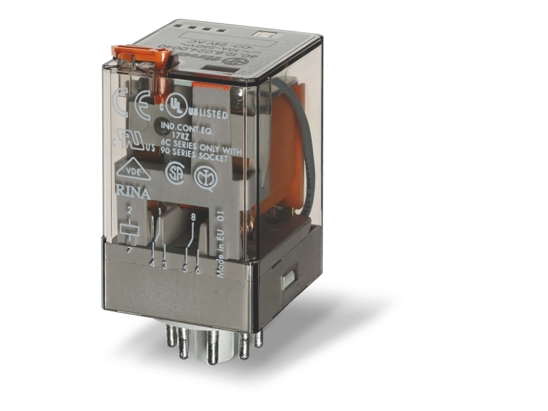 Finder 60.12.8.400.0040 Stikrelæ 400 V/Ac 10 A 2 X Omskifter 10 Stk