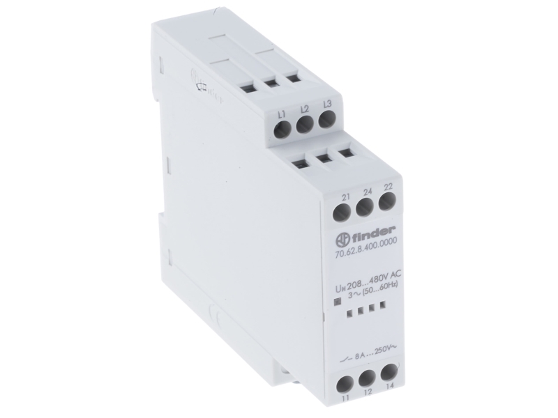 Finder 3-Phasen Spannungsüberwachungsrelais 08-480V Ac (70.62.8.400.0000)