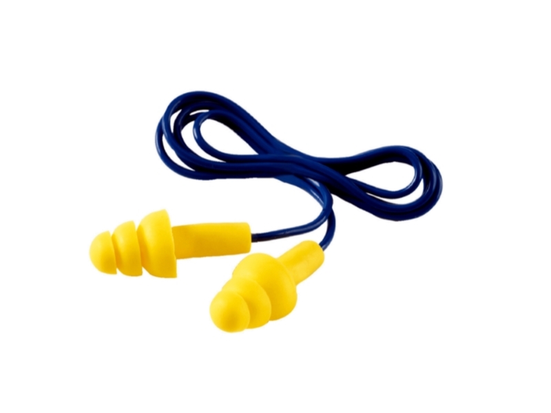 Ørepropper, 3M E-A-R Ultrafit, med snor, gule/blå, pakke a 50 par | Kläder & Säkerhet - Säkerhetsutrustning - Proppar | GameStuff